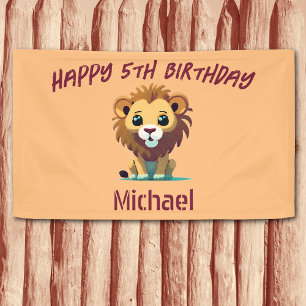 Personalized Little Lion Cub Birthday Banner