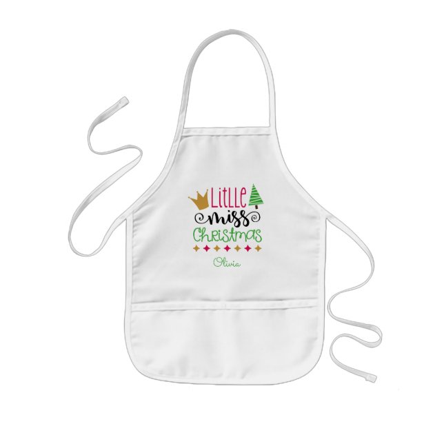 Personalized Little Miss Christmas Girls  Kids Apron (Front)