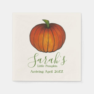 Personalized Little Orange Pumpkin Baby Shower Napkin