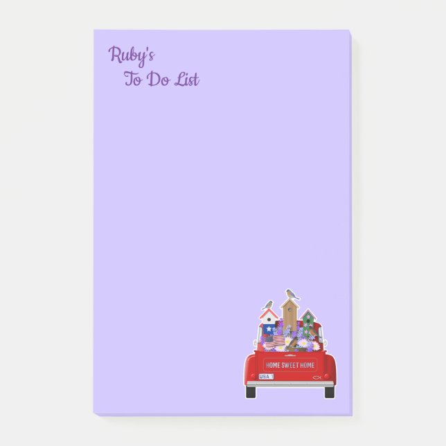Personalized Little Red Truck Spring Post-it Notes (Front)