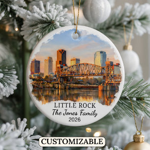 Personalized Little Rock Ornament, Custom Arkansas Ceramic Ornament
