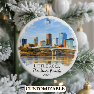 Personalized Little Rock Ornament, Custom Arkansas Ceramic Ornament