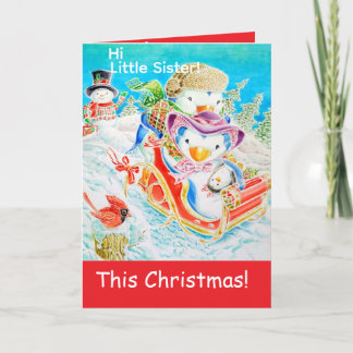 Personalized Little Sister's Christmas Greeting  Card