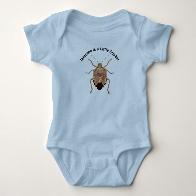 Personalized Little Stinker Brown Stink Bug Baby Bodysuit (Front)
