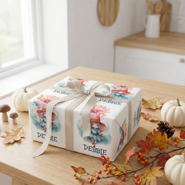 Personalized Little Witch Halloween Gift Wrapping Paper (Creator Uploaded)