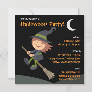 Personalized Little Witch Halloween Party Invites
