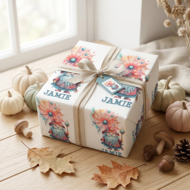 Personalized Little Wizard Halloween Gift Wrapping Paper (Creator Uploaded)