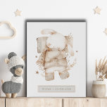 Personalized Little Woodland Bunny Rabbit Nursery Faux Canvas Print<br><div class="desc">A cute watercolor little painted sleeping baby bunny rabbit,  add baby's name underneath and date of birth. A perfect nursery gift for boy or girl. Faux canvas print.</div>