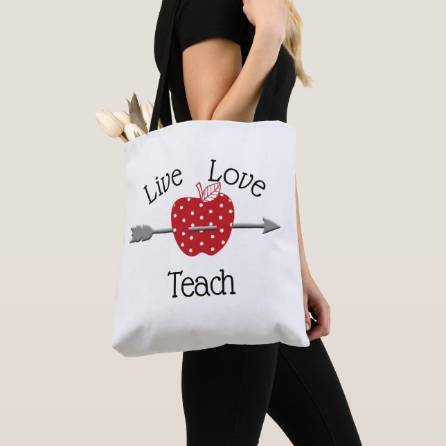 Personalized Live-Love-Teach Apple Design Tote Bag (Close Up)