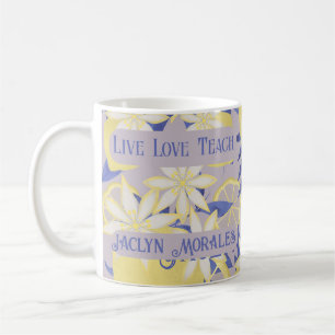 Personalized Live Love Teach Watercolor Lemon Coffee Mug