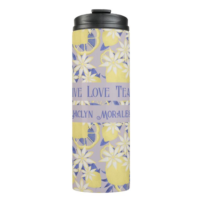 Personalized Live Love Teach Watercolor Lemon Thermal Tumbler (Front)