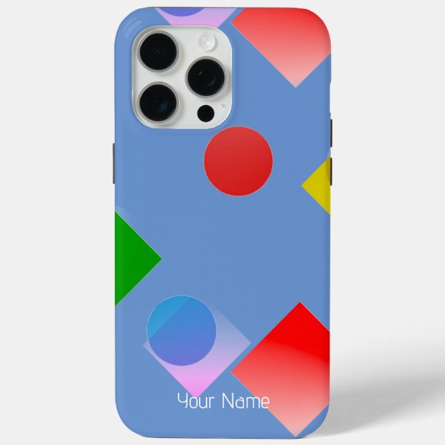 Personalized Lively Circles 'n Squares, Cornflower Case-Mate iPhone Case (Back)
