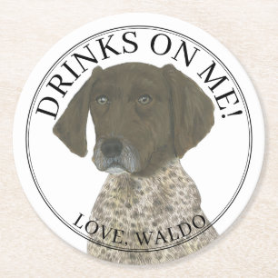 Personalized Liver German Shorthaired Pointer Round Paper Coaster