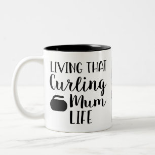 Personalized Living that Curling Mum Life Photo  Two-Tone Coffee Mug