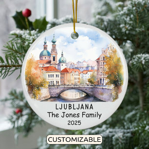 Personalized Ljubljana Ornament, Slovenia Ceramic Ornament