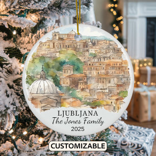 Personalized Ljubljana Ornament, Slovenia Gift Ceramic Ornament