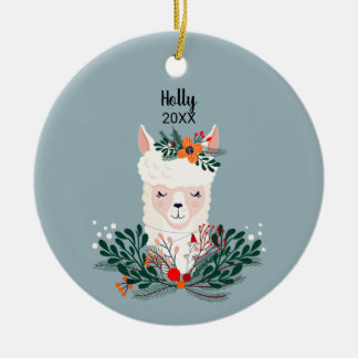 Personalized Llama Ceramic Ornament