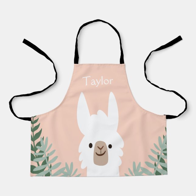 Personalized Llama Kids Apron (Front)