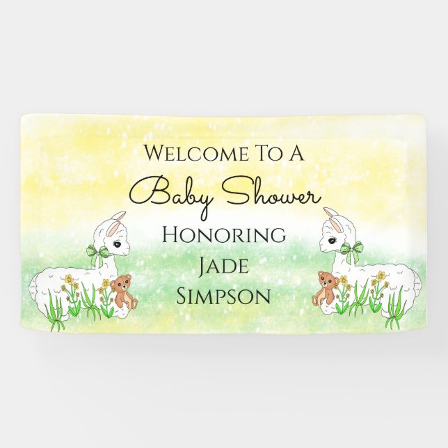 Personalized Llama Themed Baby Shower  Banner (Horizontal)