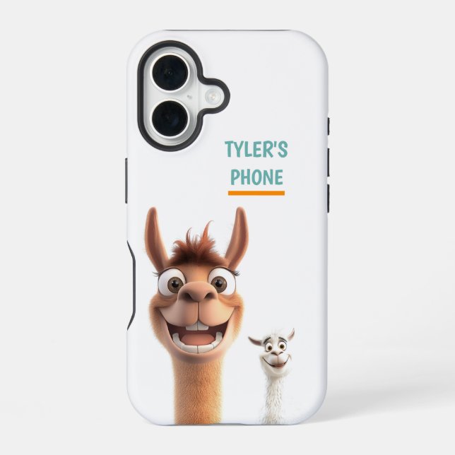 Personalized Llama with Name iPhone 16 Case (Back)