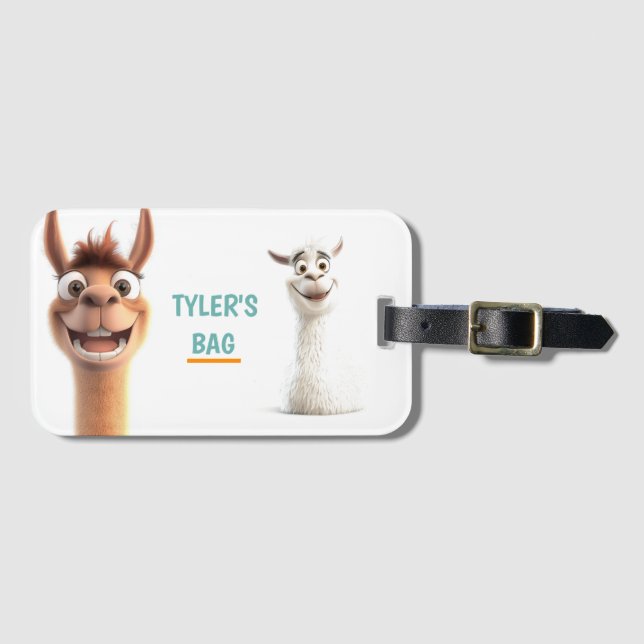 Personalized Llama with Name Luggage Tag (Front Horizontal)