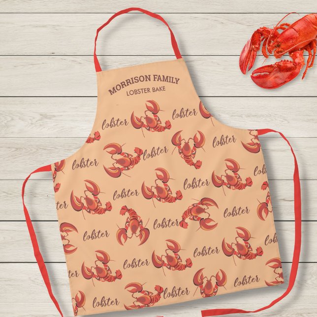 Personalized Lobster Bake Chef Seafood Pattern Apron (Creator Uploaded)