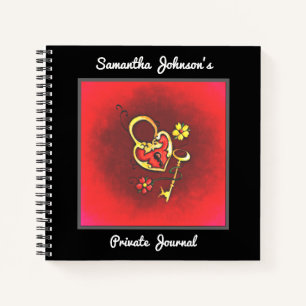 Personalized Lock and Key Custom Text Notebook