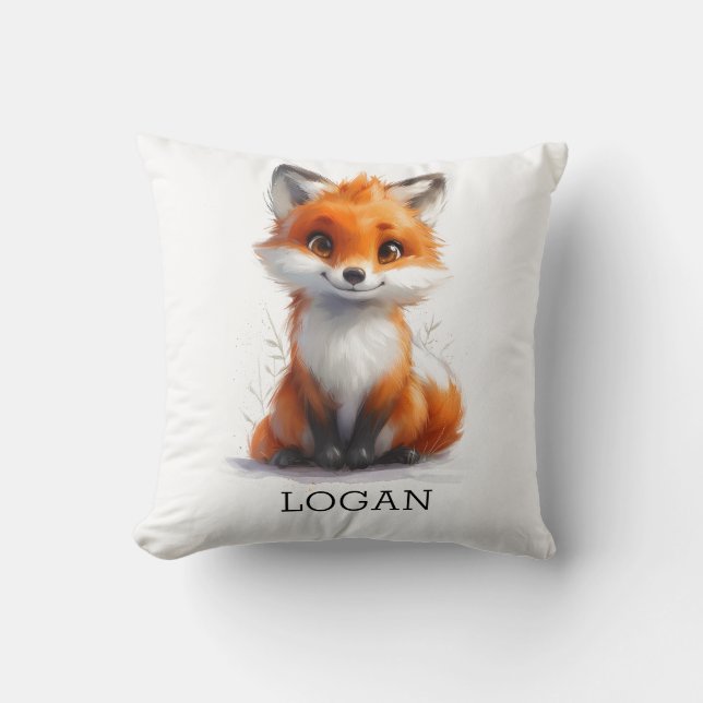 Personalized Logan Fox Cub Pillow (Front)