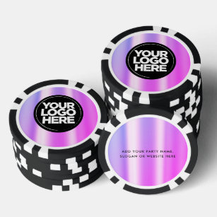 Personalized Logo and Text Cool Purple Poker Chips