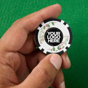 Personalized Logo and Text Holly Berry Christmas Poker Chips