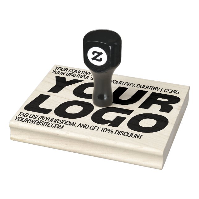 Personalized Logo and Text Large Return Address Rubber Stamp (Stamp)