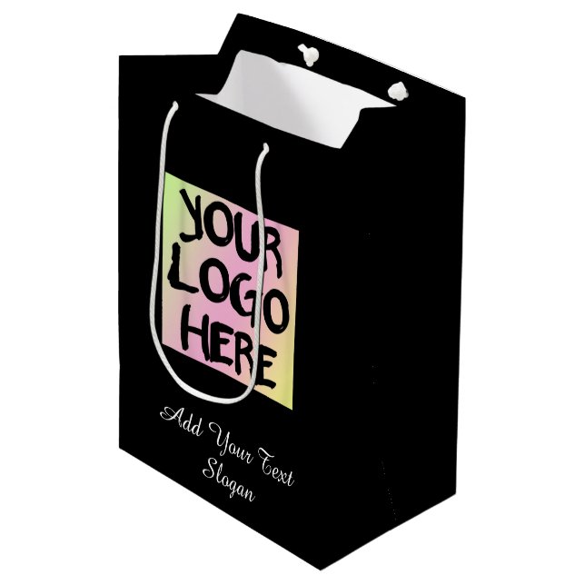 Personalized Logo and Text Paper Shopping Bag (Front Angled)