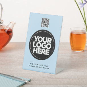 Personalized Logo and Text Simple Qr Code Pedestal Sign