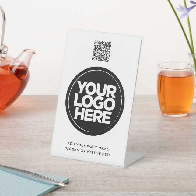 Personalized Logo and Text Simple Qr Code Pedestal Sign (In SItu)