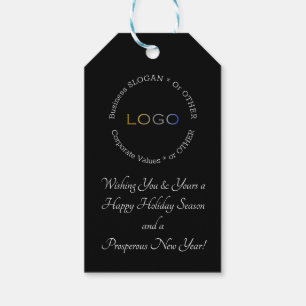 Personalized Logo Black and White Business Holiday Gift Tags