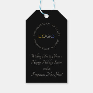 Personalized Logo Black Silver Corporate Holiday Gift Tags