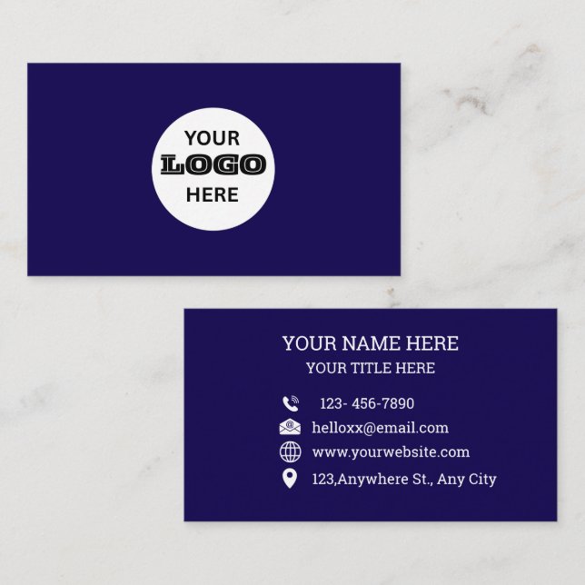 Personalized Logo Blue Professional Business Card (Front/Back)