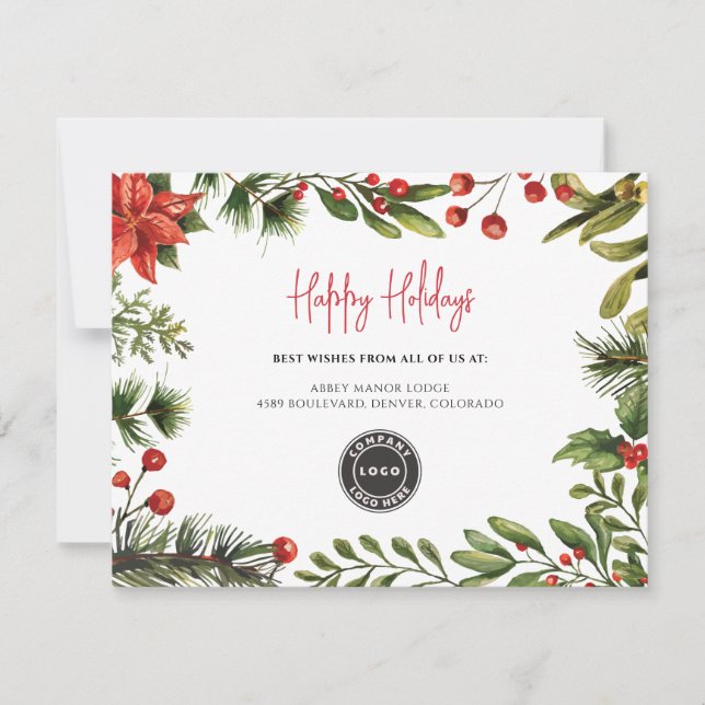Personalized Logo Business Christmas Holidays Card (Front)