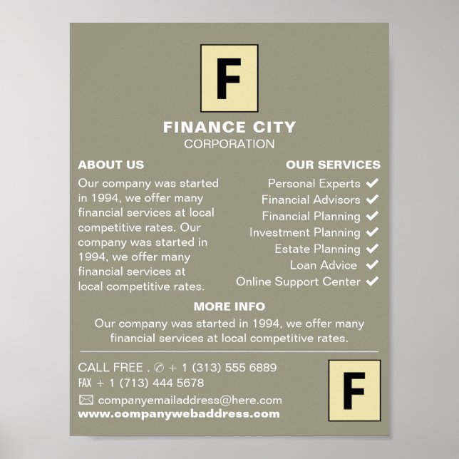 Personalized Logo, Business & Finance Advertising Poster (Front)