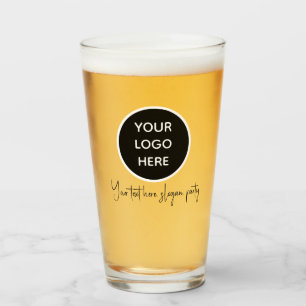 Personalized Logo Business Text Black Script Beer Glass