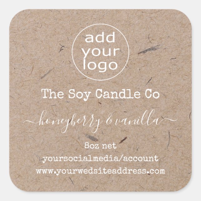 Personalized logo candle label on kraft paper  (Front)