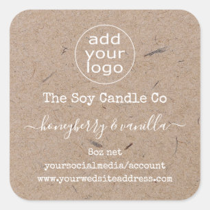 Personalized logo candle label on kraft paper