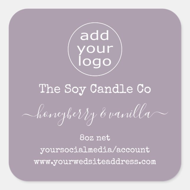 Personalized logo candle label on lavender (Front)