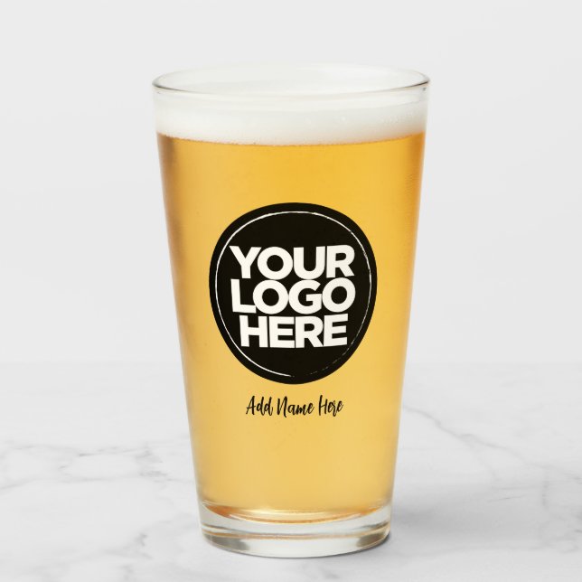 Personalized Logo, Casual Script text Beer Glasses (Front Filled)