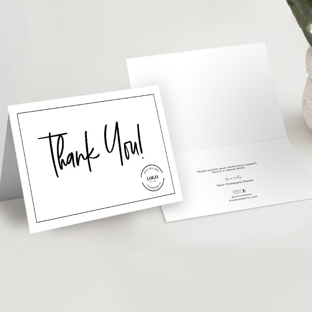 Personalized Logo Client Appreciation folded Thank You Card (Professional, minimalist, simple Thank you for your business custom message folded card template.)
