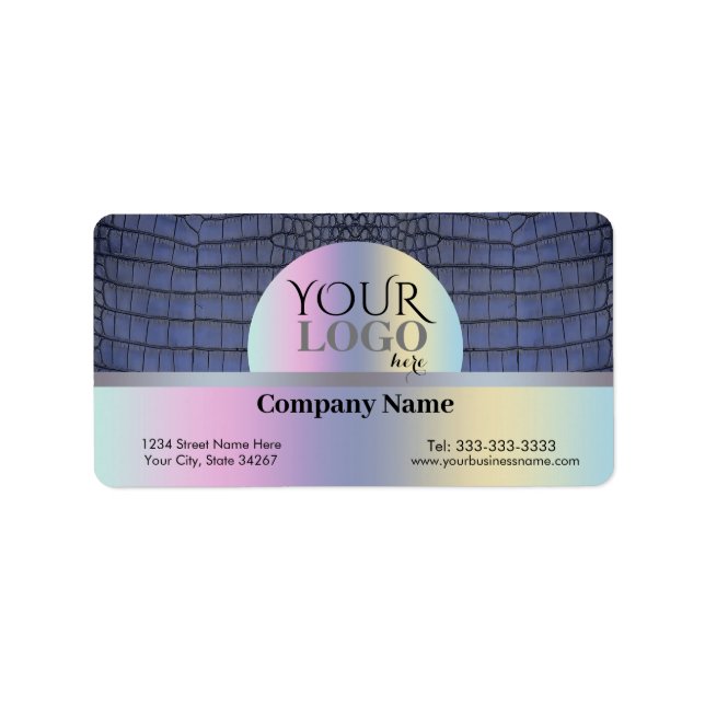 Personalized Logo Cobalt Alligator Texture Print Label (Front)