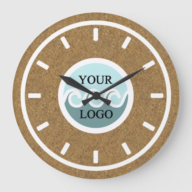 Personalized logo cork wood large clock (Front)