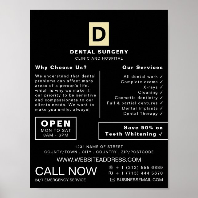 Personalized Logo, Dentistry, Dentist Advertising Poster (Front)