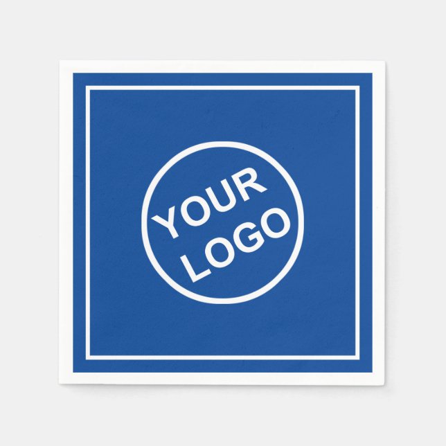 Personalized logo Elegant Blue White Paper Napkin (Front)