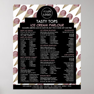 Personalized Logo, Ice Cream Parlor Menu Poster